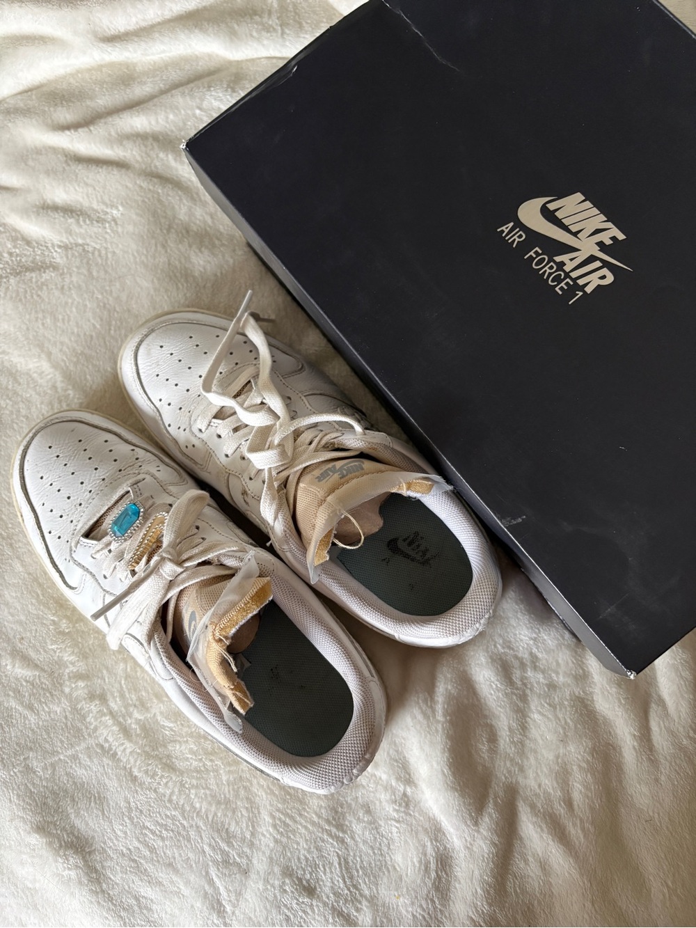 Nike Low-Top Sneakers in White with Tan Accents